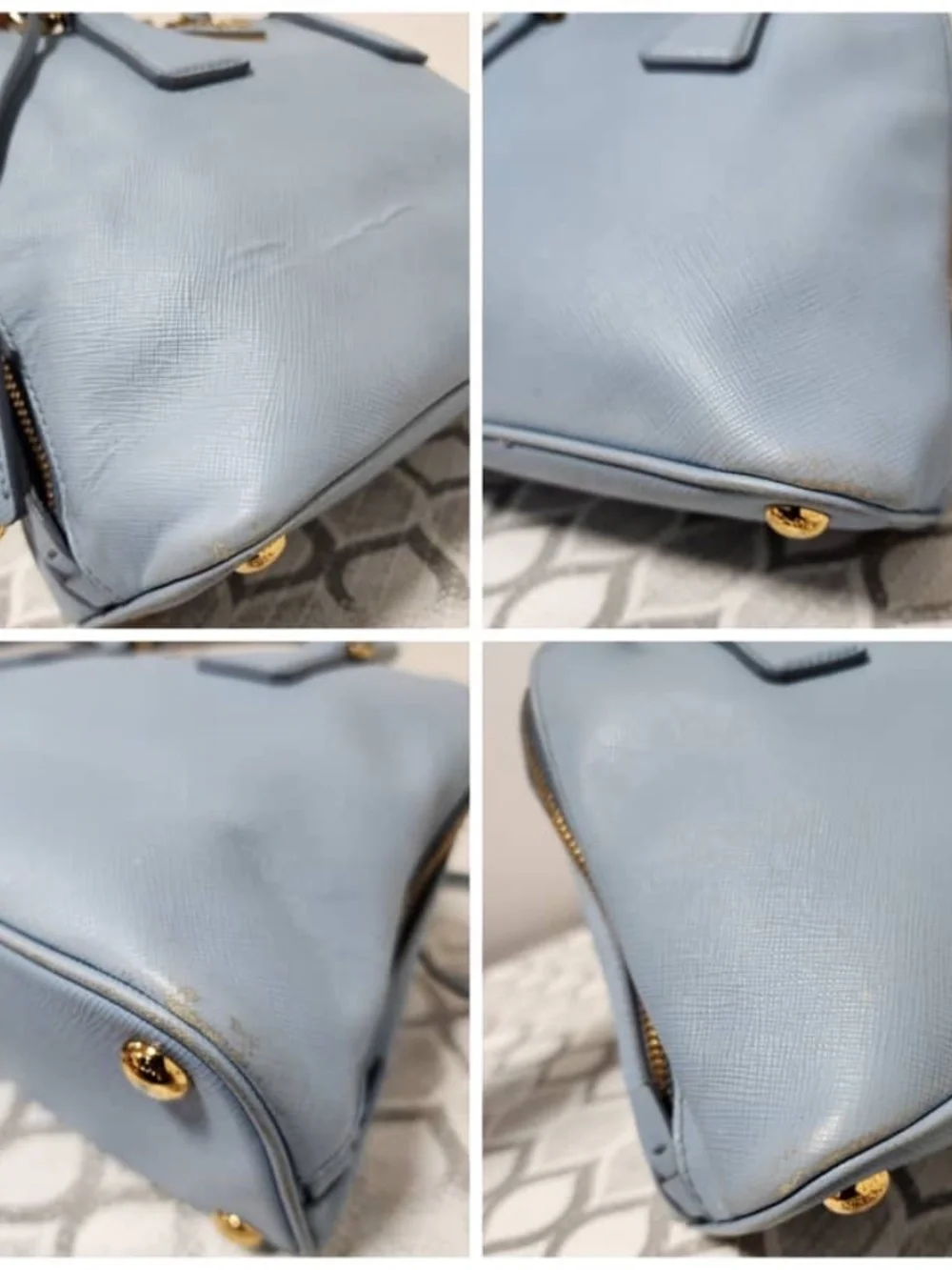 Authentic PRADA Saffiano Lux Small Promenade Tote Bag Blue